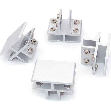 Sæt med 4 T-formede glasklemmer til 3 sidepaneler, brusere, borde, 10-12 mm klemmer