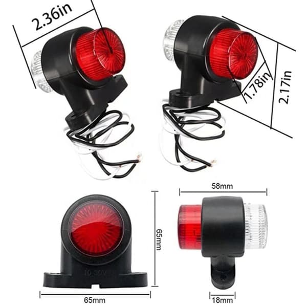 24V 12V Truck Side Marker Lights, Trailer Rear Set, 2 pcs