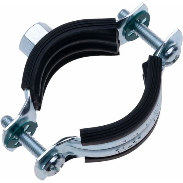 38-44mm Black Rubber Coated Hose Clamp Two-Piece Bracket with M8 Wall Mounted Pipe Clamp CE Split Hanging Ring (4pcs)
