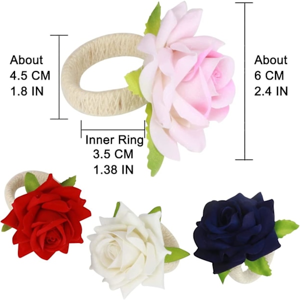Blå Servietringe Runde Servietblomster Til Jul, Bryllup, Banket, Hotel, Restaurant 6 Stykker (blå)