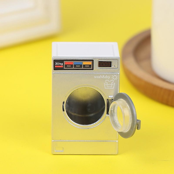 1:12 Dukkehus Miniature Vaskemaskine Husholdningsapparat Vaskeri Model Dekoration Legetøj Hvid Hvid White 1 Pcs