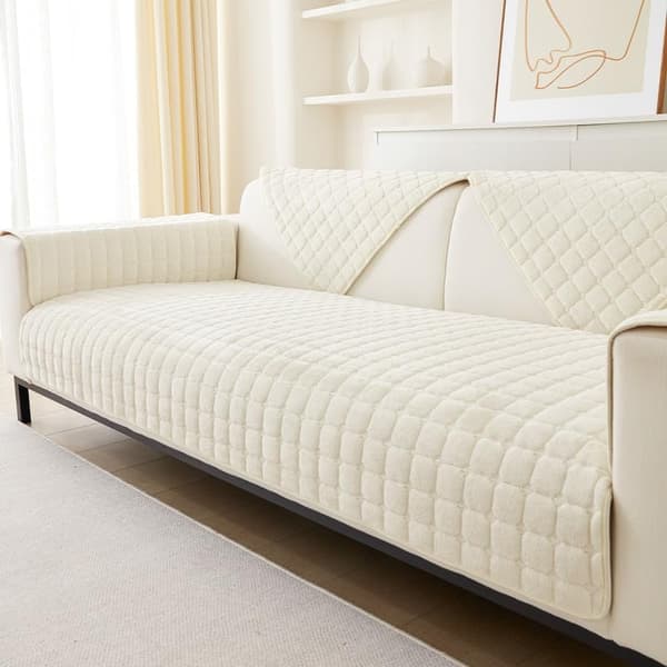 Vaskede flonel sofaovertræk, nye sofapudeovertræk, L-formede sofaovertræk (Beige hvid, 70x70cm) Beige