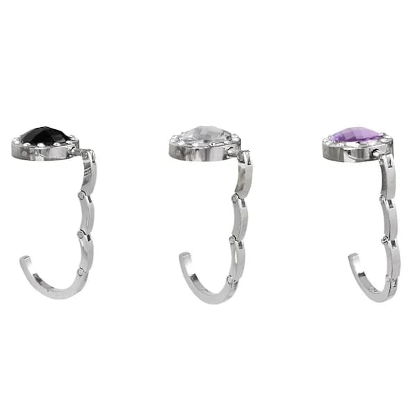 Round Portable Table Hanger for Handbag, Bag, Hook Holder, Table Hanger, Crystal Alloy, Foldable