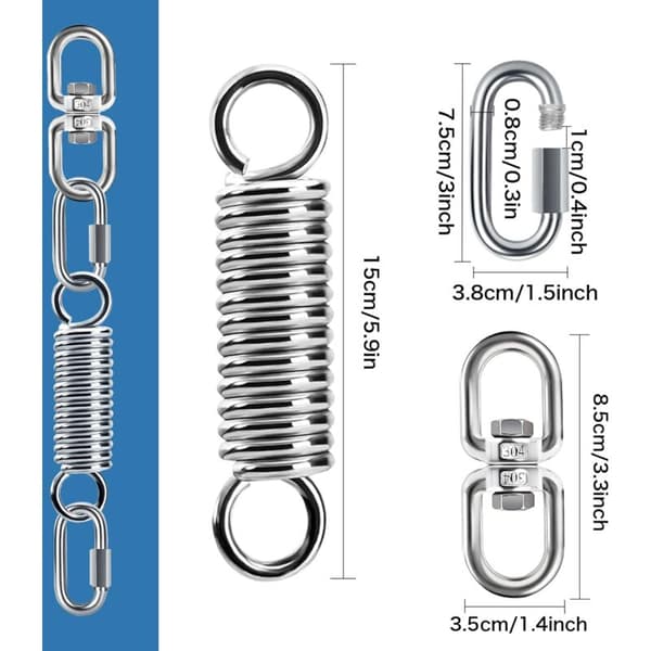 360° Swivel Hook Suspension Spring for Hammock Chair Yoga Bag, 200kg Load Capacity