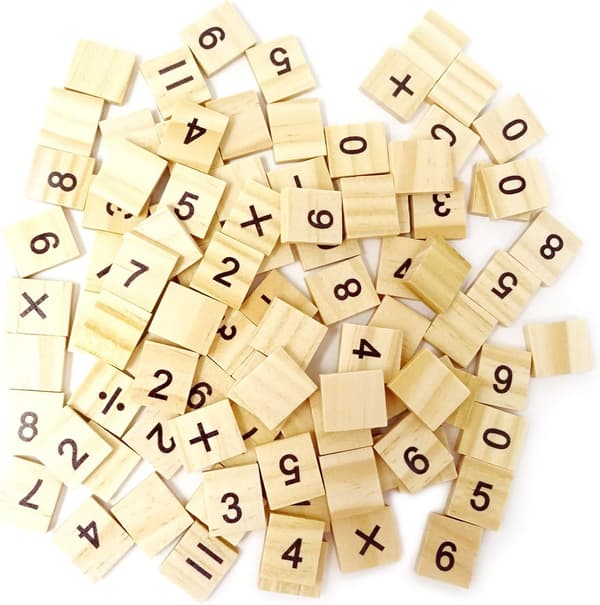 100 stk Træ Scrabble-brikker Tal Symboler Flade Brikker til Håndværk Pro