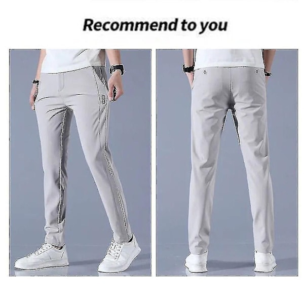 Snabbtorkande golfbyxor för män med fickor - Långa och bekväma fritidsbyxor, ljusgrå Light Gray 38