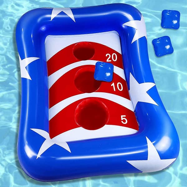 Uppblåsbar Pool Cornhole Set Kastspel, Poolleksaker för Barn Vuxna Utomhus Strandleksaker