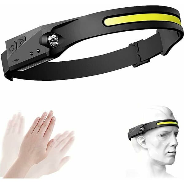 Headlamp, USB Rechargeable LED Headlamp COB 230° Wide Beam Headlight, with Motion Sensor, Headlight Waterproof-White? Red light