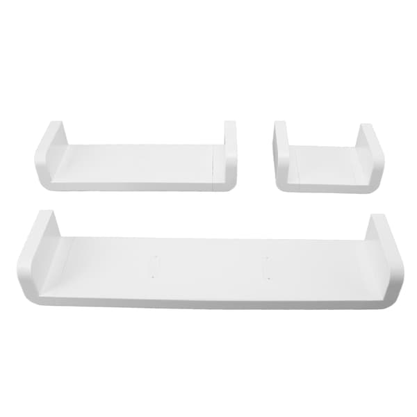 3 Pcs White Wall Mounted Plastic Storage Shelves for Bathroom and TV Cabinet