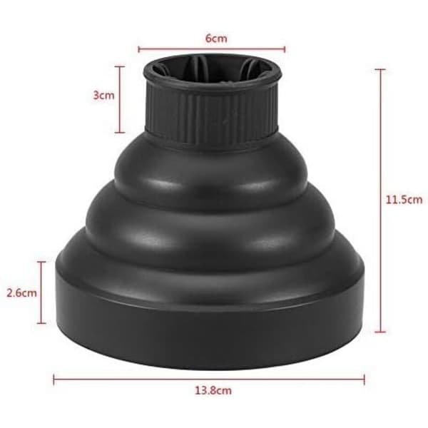 Universal Hårtørrer Diffuser Sammenklappelig Adapter 13.8x11.5cm Sort til Professionelle Frisørværktøjer