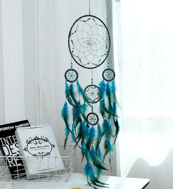 Dream Catcher Feather Pendant Five Rings Wind Chimes Pendant Home