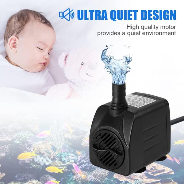 Dränkbar vattenpump, 10W ultratyst justerbar akvariepump