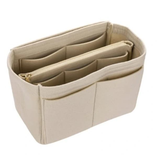 Ropch Handbag Organizer Bag with Compartments Purse Insert Bag in Bag Handbag Folder Beige - L