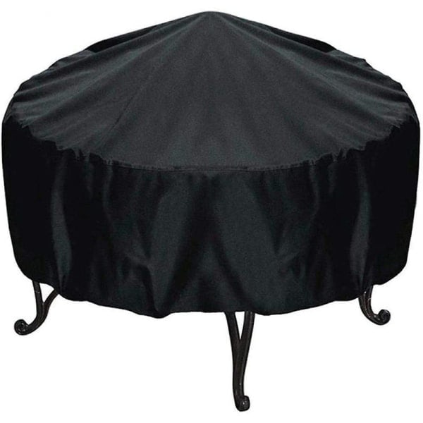 Ildsteds Dæksel Rundt Vandafvisende Ildsteds Dæksel - Beskyttende Polyester Sort Udendørs Rund Grill Dæksel (diameter 76cm, Højde 30cm)