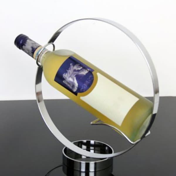 Modern Stainless Steel Wine Rack with Hollow Circle for Restaurant Table