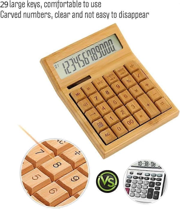 Bambu Kalkulator Solcelledrevet Kalkulator Kreativ Datamaskin med Stemme Bambu Kalkulator Bambu Tre Tre
