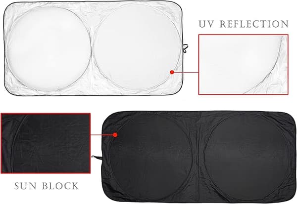 Bilsolskydd Interiör Främre Vindruta Solskydd Vikbart Anti UV - Vikbar Förvaring (150 x 70cm)