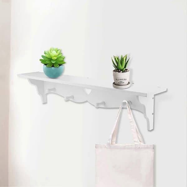 White Carved Wall Mounted Hollow Wall Shelf Wall Decoration Coat Rack Hook (FMY)