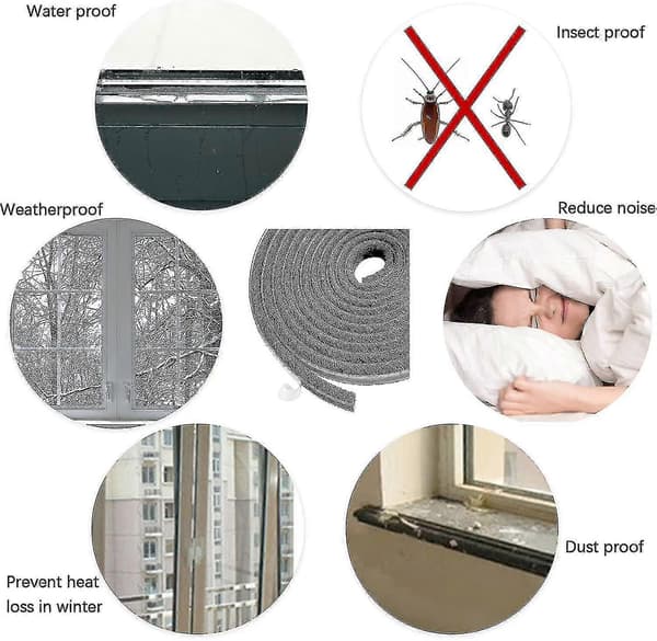 10m Brush Strip, Windproof and Dustproof Self-Adhesive Brush Seal for Movable Windows