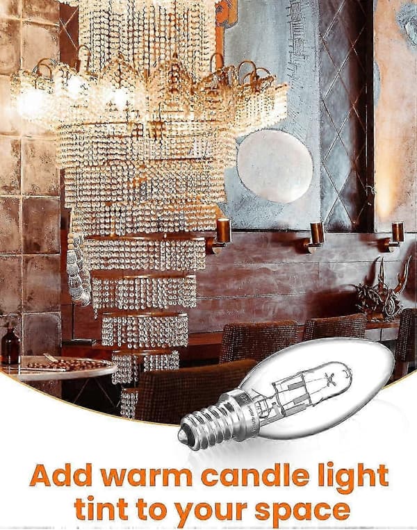 10-pack Halogen Bulbs, 42W E14 Halogen Candle Bulbs, Dimmable Small Screw Bulbs, 2700K Warm White, 613 Lumens [DB]