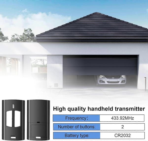 433.92MHz Remote Control for Gate, 2pcs Universal Garage Door Remote Control, Remote Control Compatible with to.GO 2WV 4WV, IO.2WV, LO.T2WMR, T2 [DB]