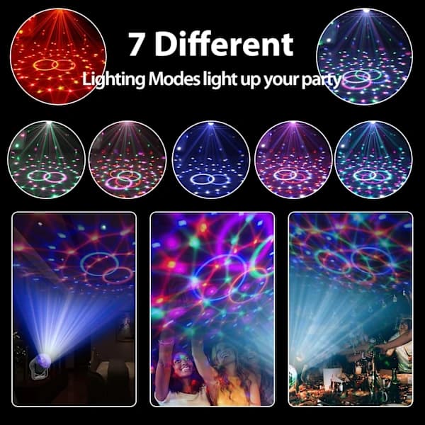 [2-pack] Disco Ball DJ Party Lights Sound Activated with Remote Control Strobe Lamp 7 Modes Stage Light