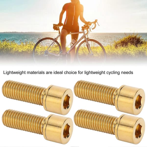 Cykelstyrstamsskruvar i titanlegering - M7x20mm Guld (4st)