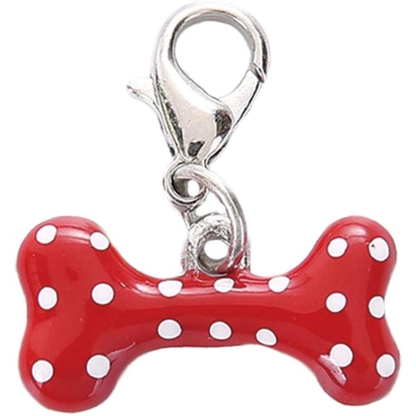 1 Röd Pet Collar Charm Ben Hundhänge Nyckelring Pet Collar