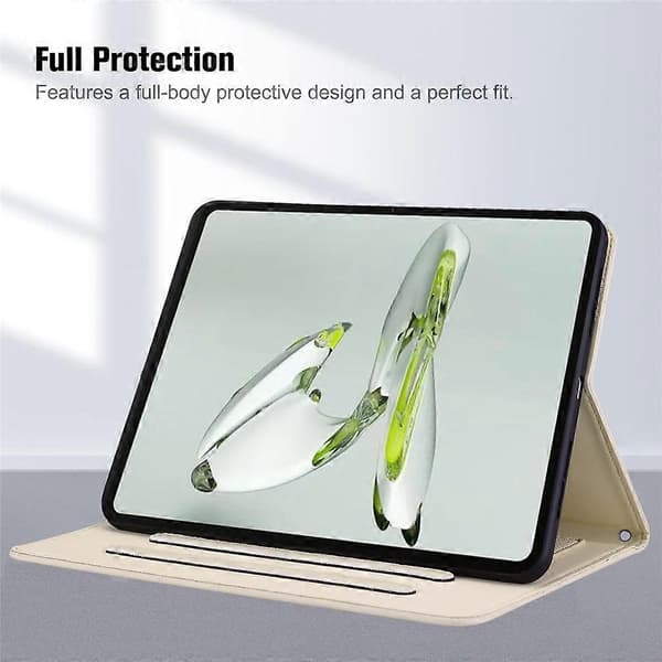 Wallet Case for OnePlus Pad Go / Oppo Pad Air / Neo 3D Effect Cat Pattern Leather Stand Tablet Case with Pen Holder Apricot