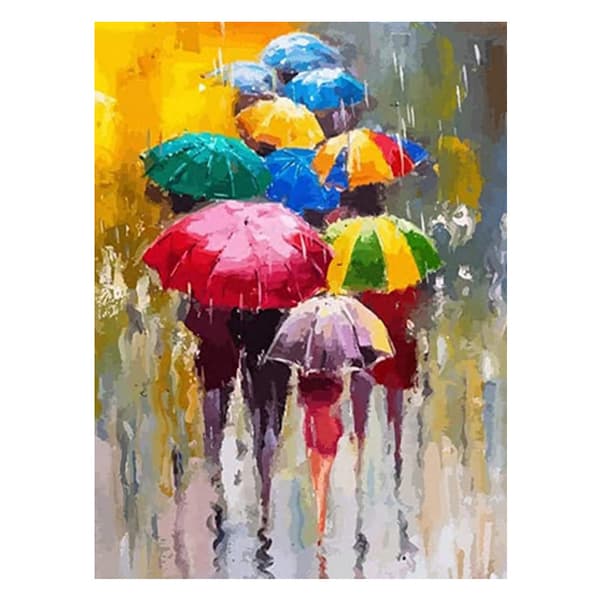 30x40cm Käsintehty 5D Timanttimaalaus - Jalankulkijat sateessa