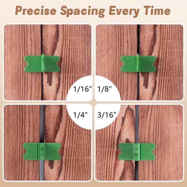 8 stk. - ABS-dækspacere - 1/16\", 1/8\", 3/16\", 1/4\" - grønne dækspacere - til trykimprægnerede kompositdæk_yu