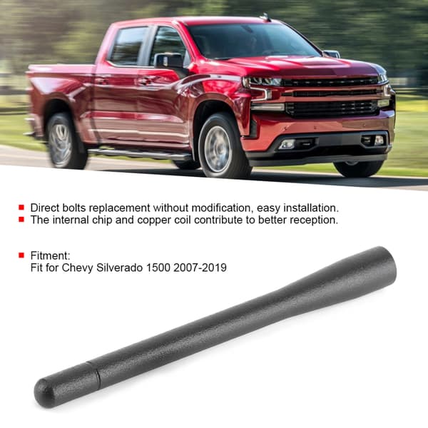 4.7in Kort Bilantenne Aluminiumlegering Universal AM/FM Mast Passer til Chevy Silverado 1500 07-19