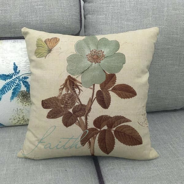 Pudebetræk, Sæt med 4 - 45 x 45 cm (Sommerfugl & Blomst Retro) Bomuld
