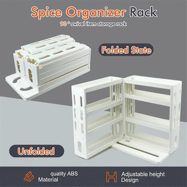 New Cabinet Foldable Organizer Pull-Out Spice Rack Organizer Kitchen Rotating Organizer for Cabinets, Pull-Out