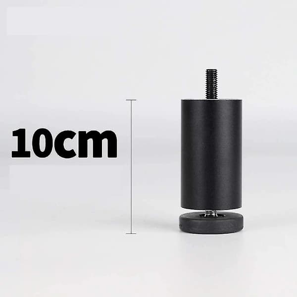 Justerbare møbelben aluminiumslegering møbelben runde metall møbelben bord sofa seng, sort, 4 stk (10 cm)