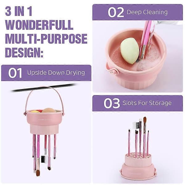 Makeupbørsterensningsmåtte 3 i 1 Silikone Makeupbørsterensningsskål