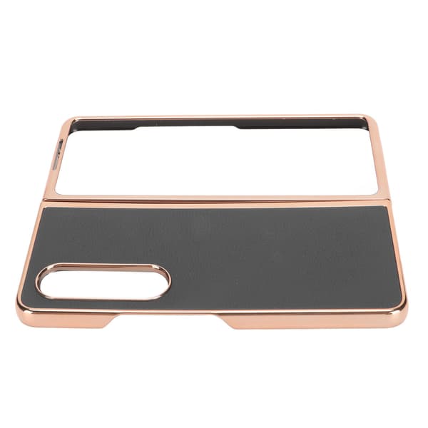 Phone Case Protective Cover for Samsung Galaxy Z Fold 4 Nano Plating Genuine Leather Scratch Resistant Black