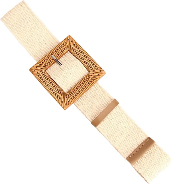 Elastisk stråvevd belte for kvinner, elastisk belte for kvinner beige - Beige