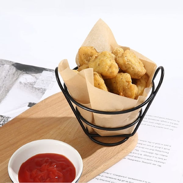 2 stk. Frityrkurv Stativ Kjeglekurv Frityrholder Metallkjegle Snacks Stekt Kylling Display Stativ Trådstativ for Kjøkken Restauran