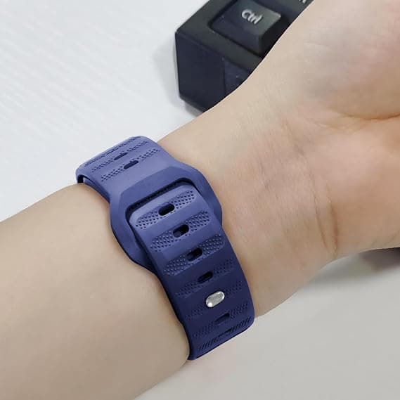 22mm Silicone Watch Band, Unisex, Adjustable Buckle, Quick Release, Blue Sport Strap, Smartwatch Compatible