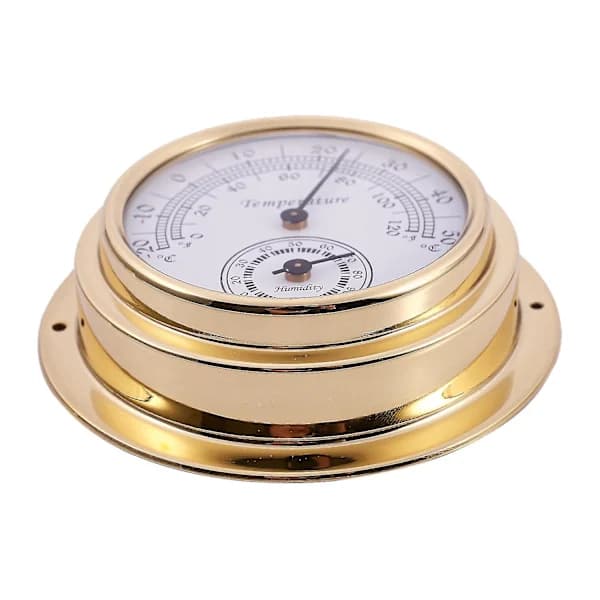 Termometer Hygrometer Barometer Klokker Klokke 2 Komplett Sett Værstasjon Måler Gull