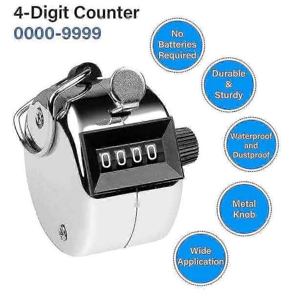 3 Pcs Counter, 4-Digit Clicker Counter, Metal Hand Tally Counter for Counting Golf Counter