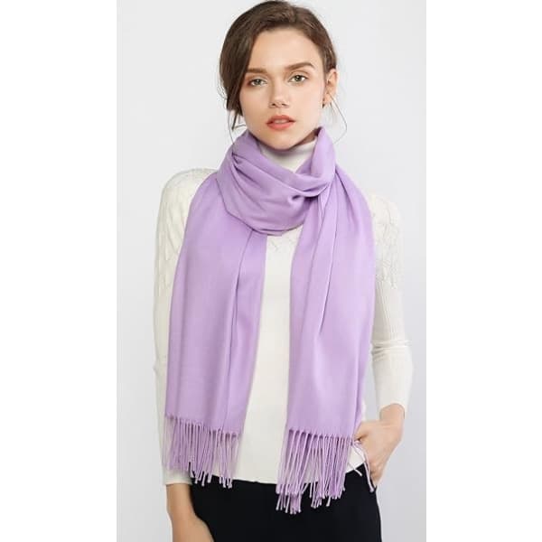Dame Skjerf Pashmina-sjal og omslag for bryllup Skjerf for kvinner Vinter Lavendel Lavender