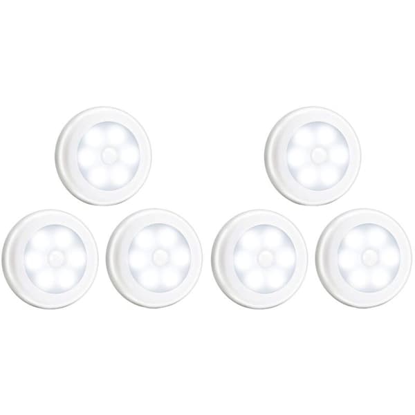 6 stk. LED-bevægelsessensorlamper PIR-C natlys batteriskab trappelampe