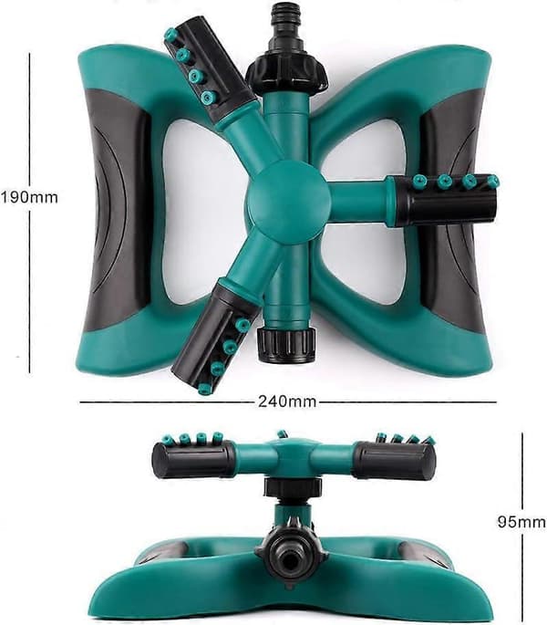 Garden Sprinkler with 3 Nozzles 360° Automatic Watering System with 2 Modes Adjustable Irrigation Sprinkler