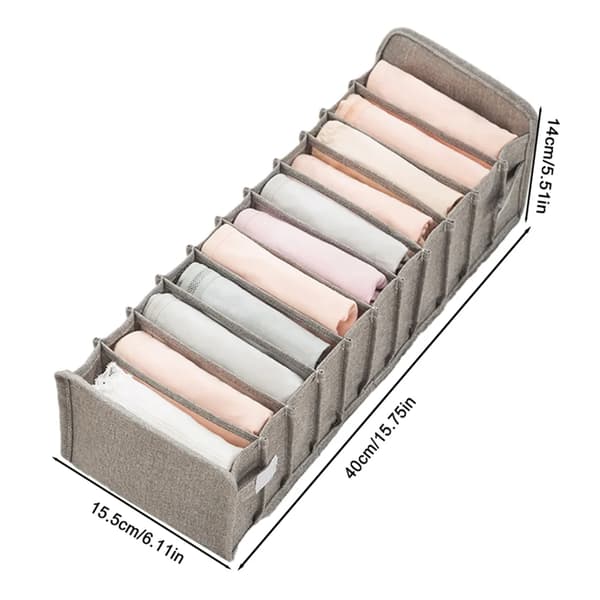 11 Grid Underwear Storage Box, Washable Foldable Panty Organizer, Storage Box, 40x 15.5x 14cm (Grey)