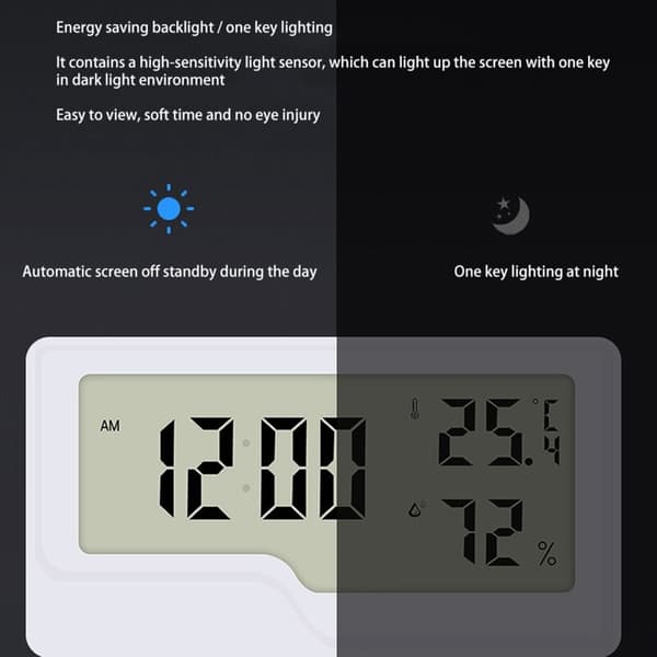Digitalt Termometer Hygrometer Temperatur LCD Ur Spændingsmåler Sensor Fugtighedsmåler Uden Baggrundsbelysning
