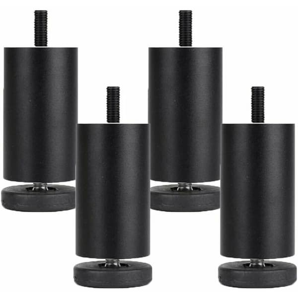 4 justerbare møbelfødder i aluminiumslegering, runde metalmøbelben, bordsofa seng, sort (10 cm)