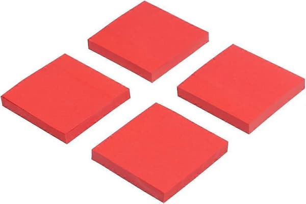 4-pakning Super Sticky Post-it-lapper, 7,6 x 7,6 cm, 100-siders kontorlapper (rød)