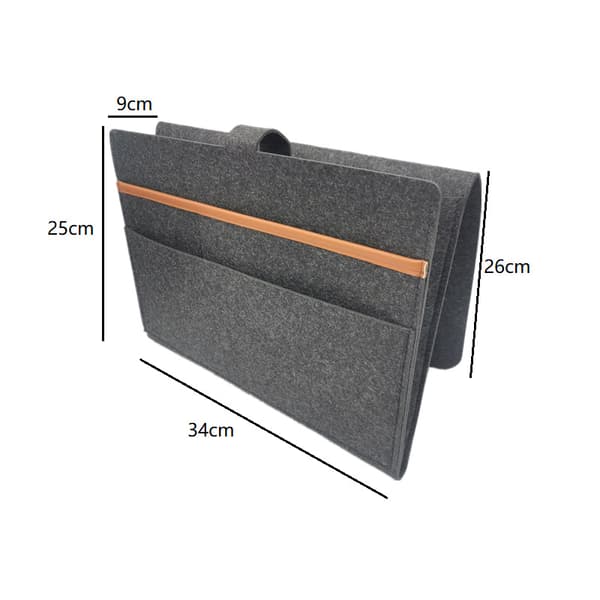 1 pc (black, approx. 34*25*9cm) Bedside Caddy, Bed Storage Pocket Fabric Hanging Bag for Remote Control, Tablet, Cable